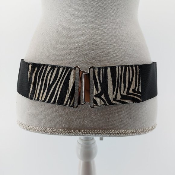 Unbranded Accessories - Women's Black and White Zebra Fur Genuine Leather Wide Cinch Belt Fashion XL